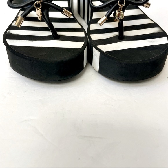 Kate Spade Rhett Platform Wedge Black/White Stripe Flip Flops Size 9 - Picture 11 of 15